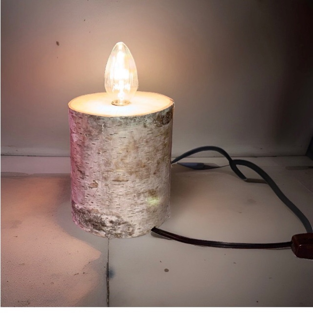 1 Handmade drift wood tree stump mini candelabra lamp night light
